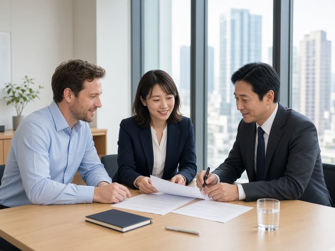 バイリンガルエージェントが求人企業と求職者の両方を支援している様子